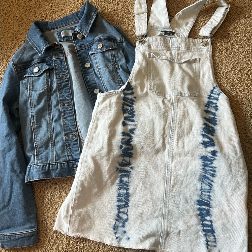 Wild Fable Blue and White Tie-Dye Denim Overalls